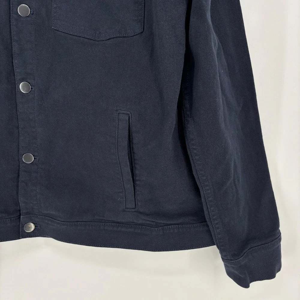 Naadam Soft Denim Jacket Navy Blue Men Size Large Casual Cotton Button Front